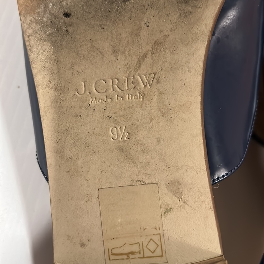 J Crew Leather Patent Navy Mules Loafers with Tassel size 9.5 - gently used - Picture 13 of 15